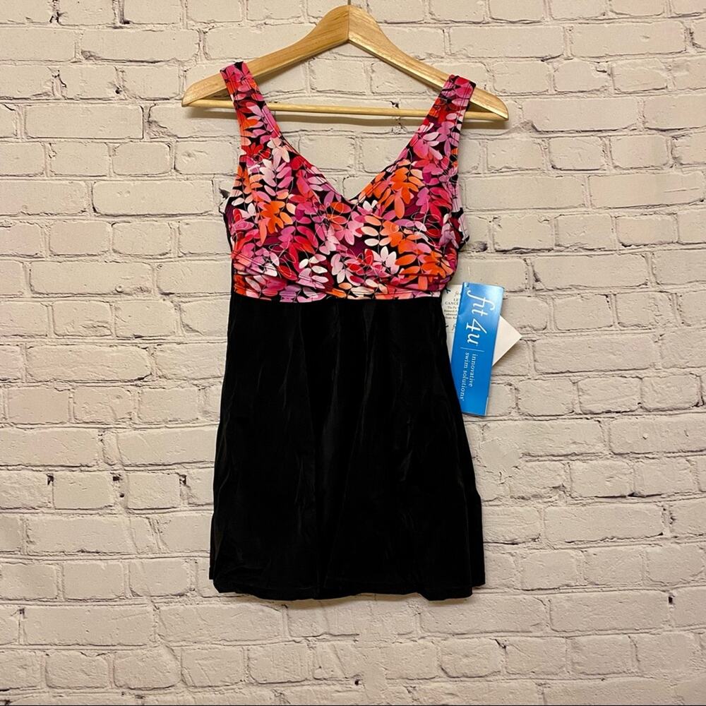 Fit 4 U Women’s Wrap Swim Dress One Piece Coral Size 6 NWT